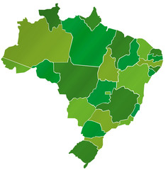 Obraz premium Carte Brésil Camaieu Vert - Brasil Map