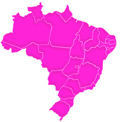 Carte Brésil Fuchsia Satin  - Brasil Map