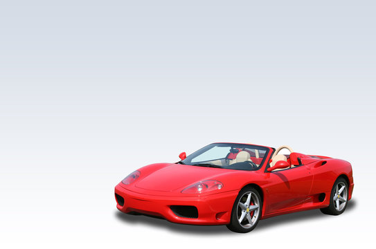 Red Italian Convertible Sports Car On A Gradient Background