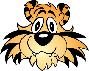 Illustrated Cartoon Tiger face isolated on white