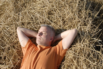 Naklejka na ściany i meble homme adulte relaxant dans un champ de blé