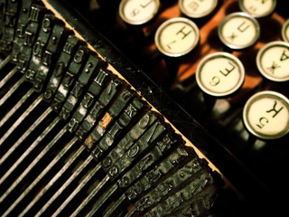 Close-up of antique Corona typewriter (about 100 years old)