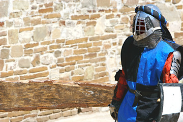 knight on stone wall background