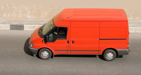red blank delivery van of my 