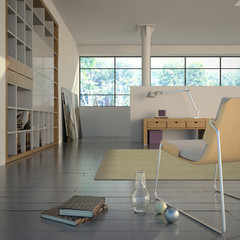 Modern Interior with books