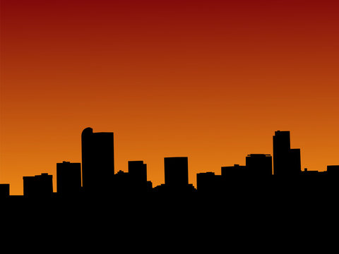 Denver skyline at sunset