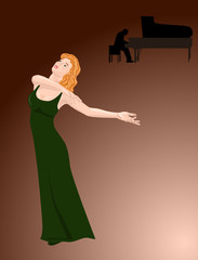 Young red-haired girl singing