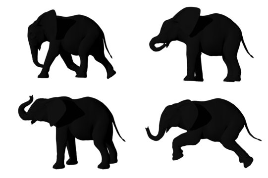 3D render of elephants