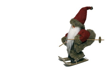 Santa Claus with ski - landscape - side view