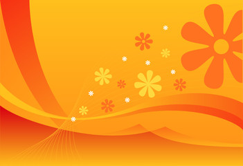 Fototapeta na wymiar Summer background in orange design, vector illustration