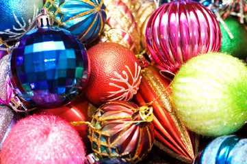 Colourful christmas decoration on a shiny background