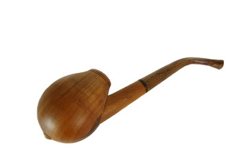 old-fashioned tobacco pipe isolated on white