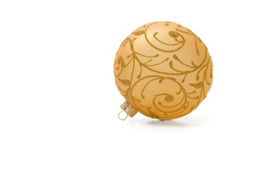 Golden christmas ball on white background