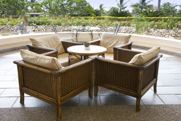 Coffee table in the open air  