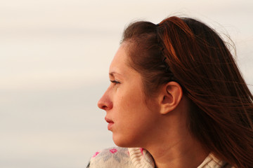 Girl portrait. Sideview
