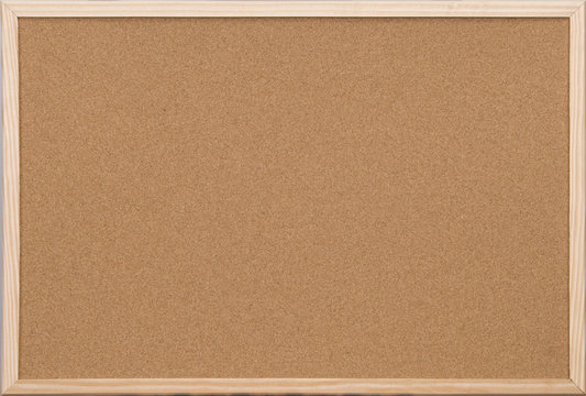 blank office cork board with wooden frame