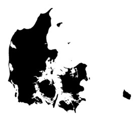 Detailed b/w map of Denmark