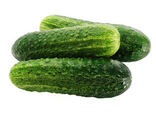 three ripe green cucumbers