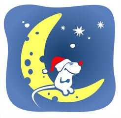 christmas mouse and moon