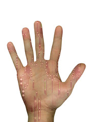 hand and circuit board