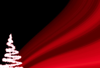 fond rouge et sapin