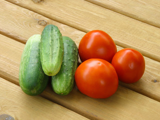 Tomatoes and cucumbers