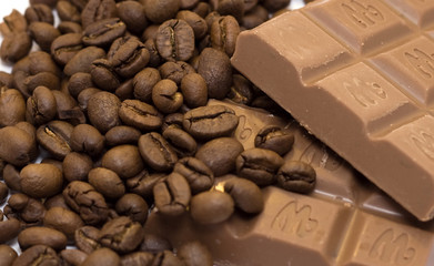 coffee beans with chocolate