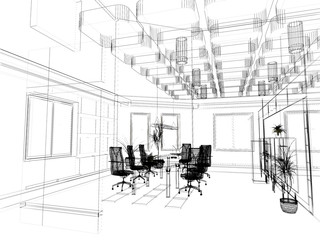 the modern office sketch (3D)