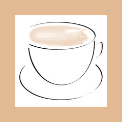 Line art illustration of coffee cup