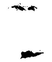 Detailed b/w map of Virgin Islands
