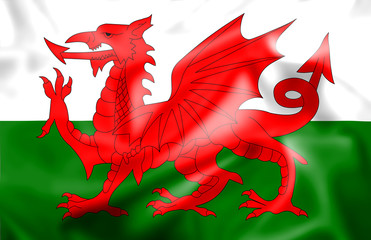 Rippled silk Welsh flag
