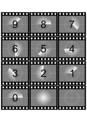 Simulation of a film strip countdown in black and white