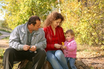 Fototapeta premium mother with the daughter and with her grandfather 