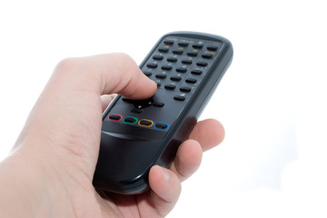 Infrared remote control unit in hand