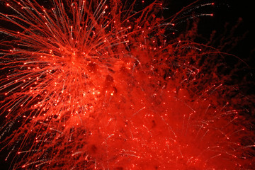 Red fireworks explosion