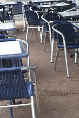 French outdoor cafe in a small city in Normandy