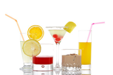 Glasses with beverages