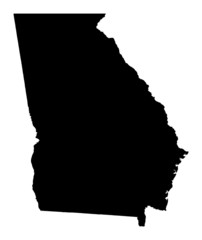 Detailed b/w map of Georgia, USA