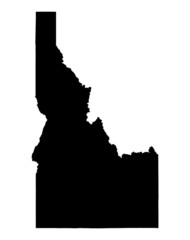 Detailed b/w map of Idaho, USA