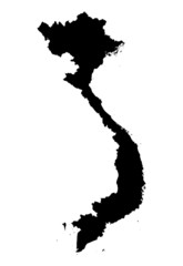 Detailed b/w map of Vietnam