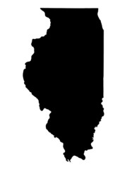 Detailed b/w map of Illinois, USA
