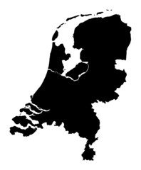 Detailed b/w map of Netherlands