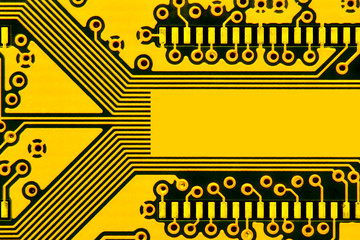 Yellow circuit board with space for text