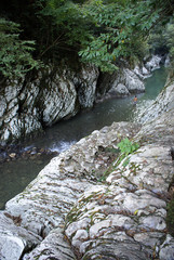 Man in deep ravine