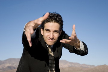 Naklejka premium Enthusiastic businessman with a vision
