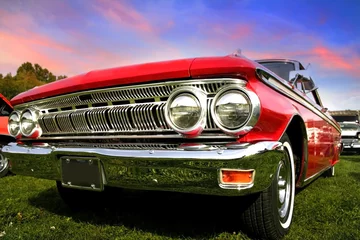 Wall murals Old cars Red Muscle Car