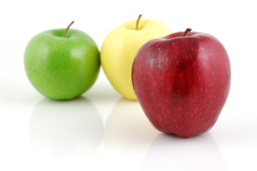 Red, green and golden apples
