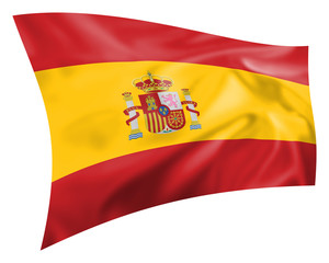Silk effect Spanish flag on white background