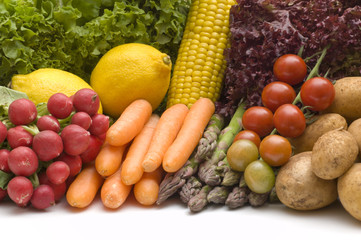 fresh vegetables on white background