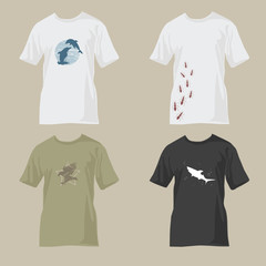 t-shirts with wildlife designs - dolphin, ants, eagle, shark